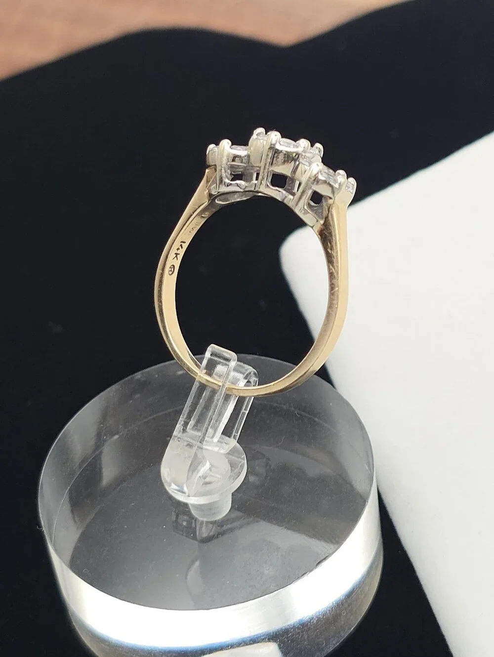 Fine Estate Jewelry Fantasy Diamond Corp 14k Three Stone Cluster Ring 1ctw